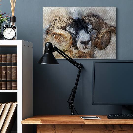 Stupell Industries Big Horned Ram Canvas Wall Art